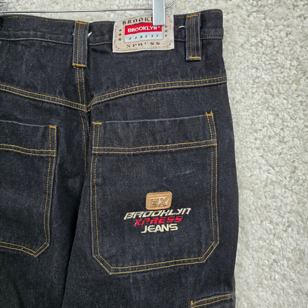 Brooklyn Xpress Cargo‎ Jeans Mens 34 (fits 30x33) Black Baggy Streetwear Y2K - Picture 6 of 15